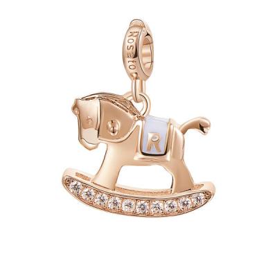 Charm argento 925/1000 galvanica rosa cavalluccio