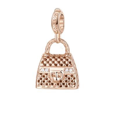 Charm argento 925/1000 galvanica rosa hand bag