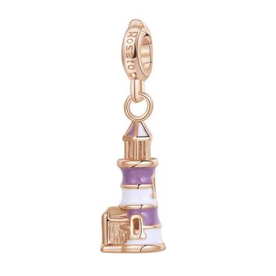 Charm argento 925/1000 galvanica rosa faro