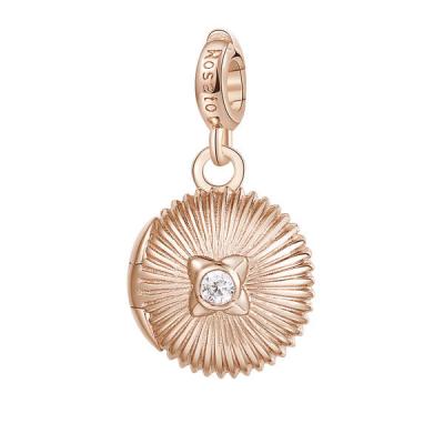 Charm argento 925/1000 galvanica rosa medaglietta