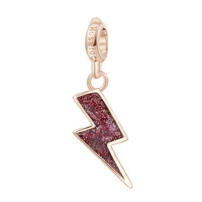 Charm argento 925/1000 galvanica rosa saetta con glitter
