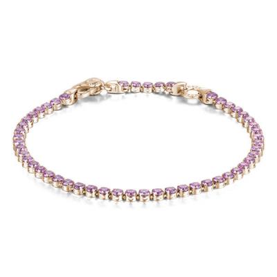 Bracciale arg 925/1000 galvanica rosa 170mm zirconi lavanda